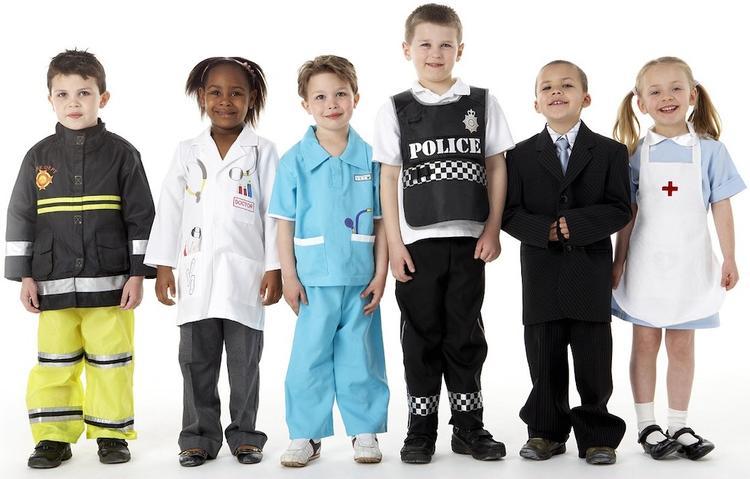 children in workers uniform